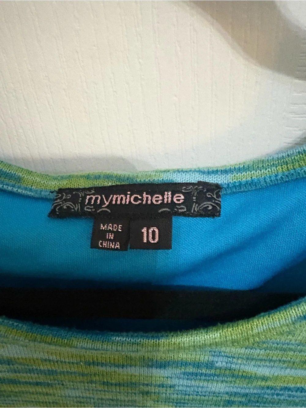 My Michelle Girls Blue Green Space-Dye Puff Sleeve Dress